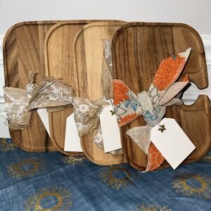 VTG Bundle 4 Individual Charcuterie Boards Wine‎ Bows Acacia Wood bachelorette